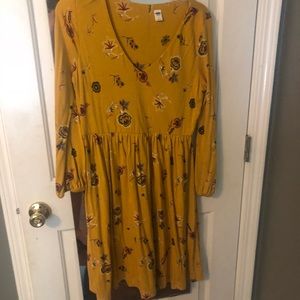 Mustard yellow floral dress